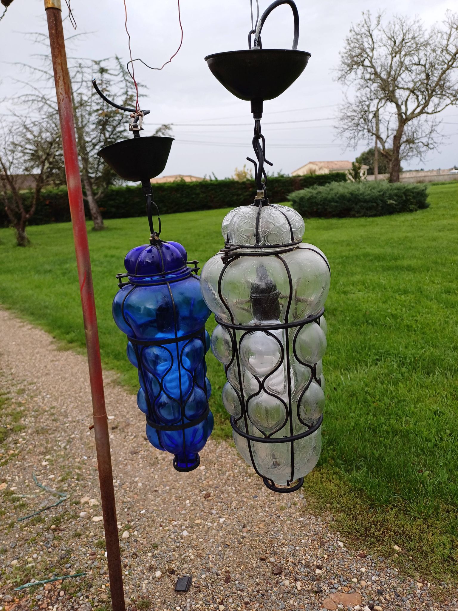 Pair of Blown Glass Suspensions
