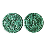 2 slip coasters, mistletoe decor, 70s