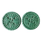 2 sous verres en barbotine, décor gui, années 70