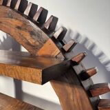 Vintage Brazilian folk art handmade round wall cabinet in Cumaru wood, 1960s