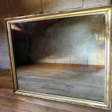 Mirror with golden mercury parquet signed david frame wood and stuck