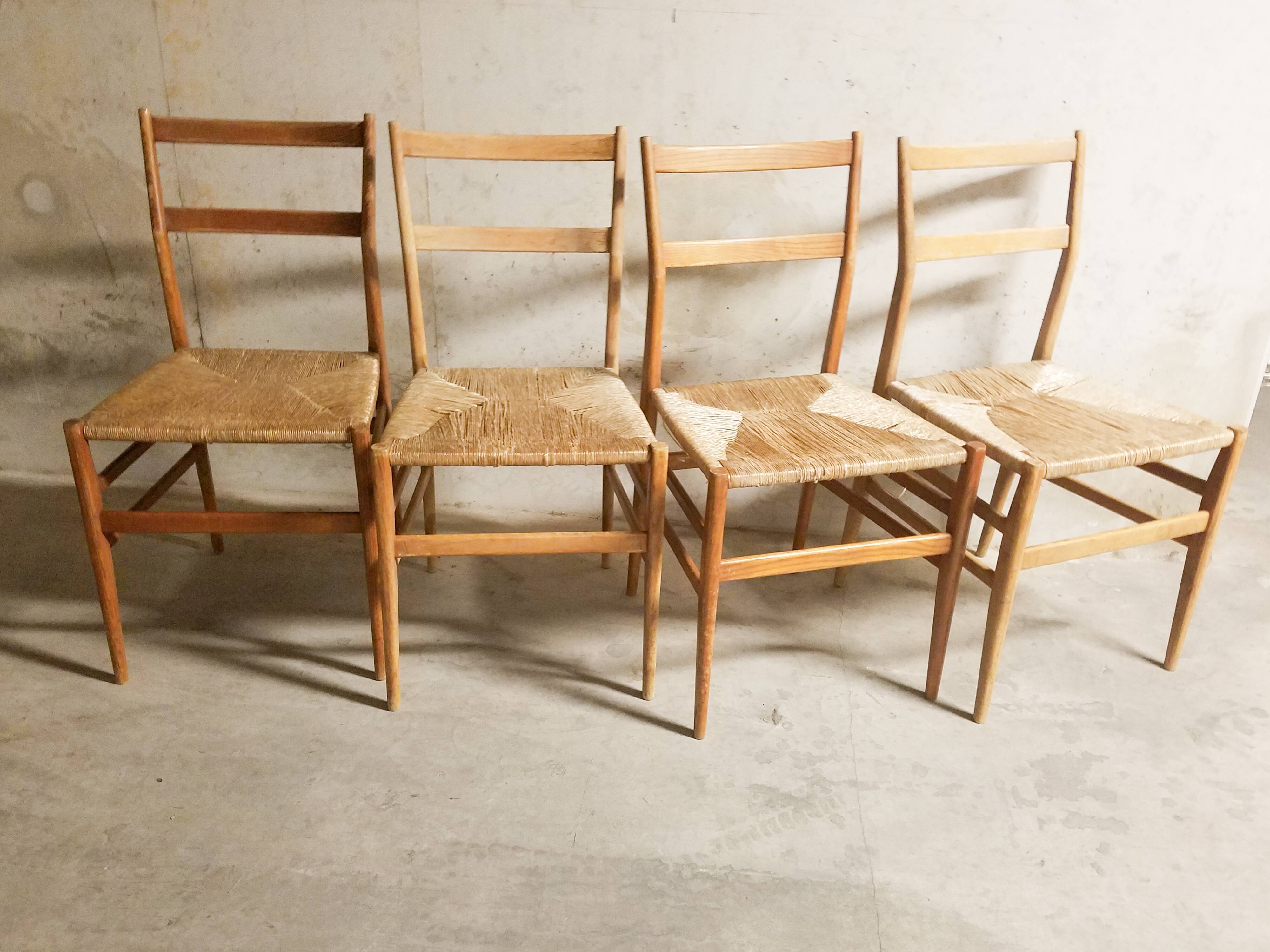 Ensemble de 4 chaises Leggera par Gio Ponti