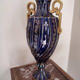 Two-handled baluster vase in late 19th century earthenware from the Gustave Asch factory (1856-1911)