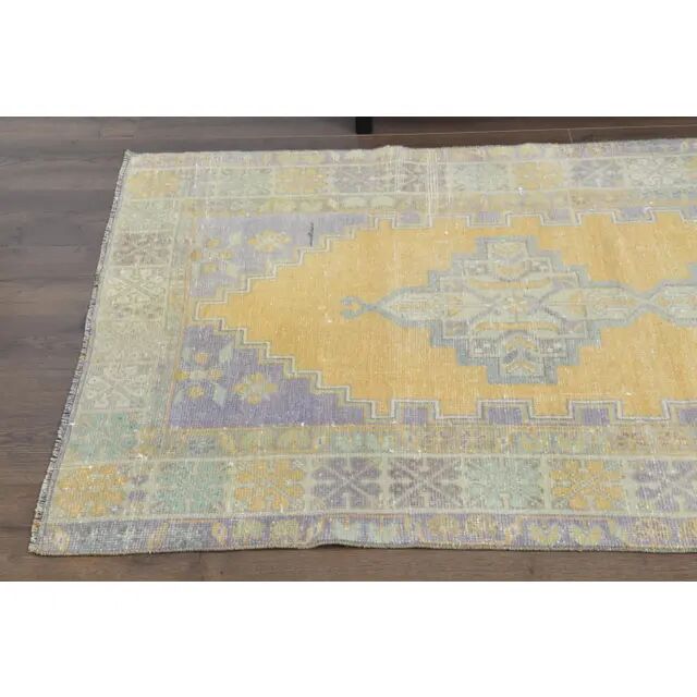 Vintage Turkish Oushak Handmade Wool Cotton Orange Area Rug 104x180
