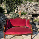 Louis XV style bench in Walnut, 19th century period