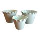 Celedon baby blue flower pots with ruffled lips set of 3