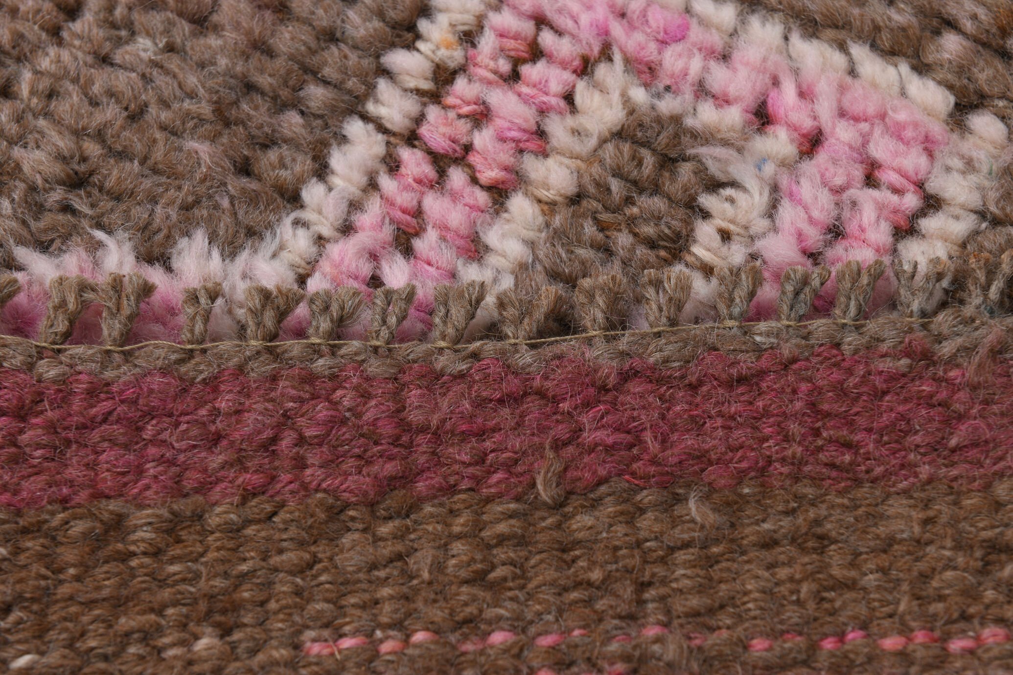 3x10 pink and brown herki runner rug, 307x88cm