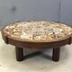 Round Vallauris ceramic coffee table by Barrois, 1960s