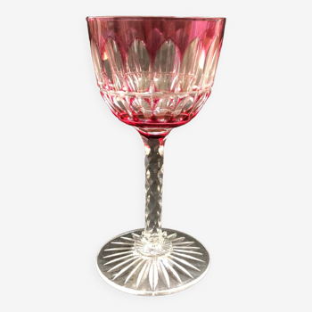 Red lined cut crystal glass from Val St Lambert