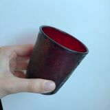 Set of 6 burgundy colored glass glasses 70s