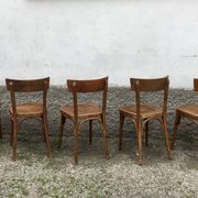 Series of 10 vintage bentwood curved wood bistro chairs