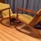 Pair of rocking chairs, designed by Georg Jensen, Kubus Møbler, Denmark, 1950s