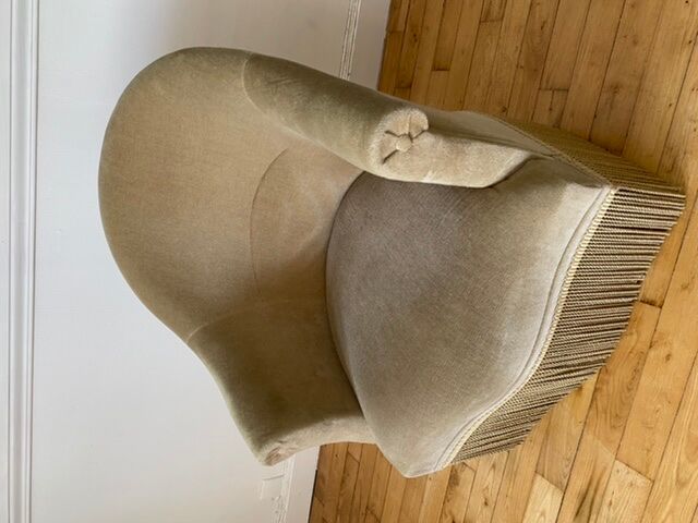 Fauteuil crapaud en velours vert