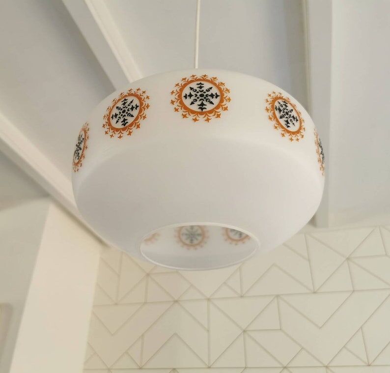 Vintage glass pendant lamp from the 70s