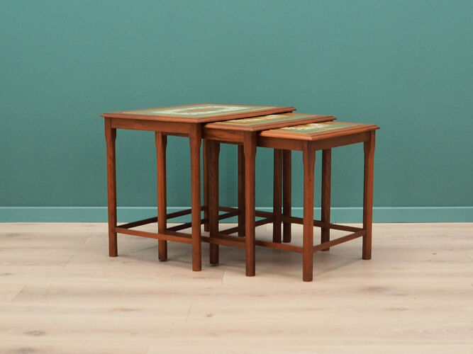 Set of three teak nesting tables, Danish design, 60's