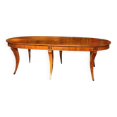 Italian Empire Style Oval Cherrywood and Ebony Dining Room Table, 19th Century