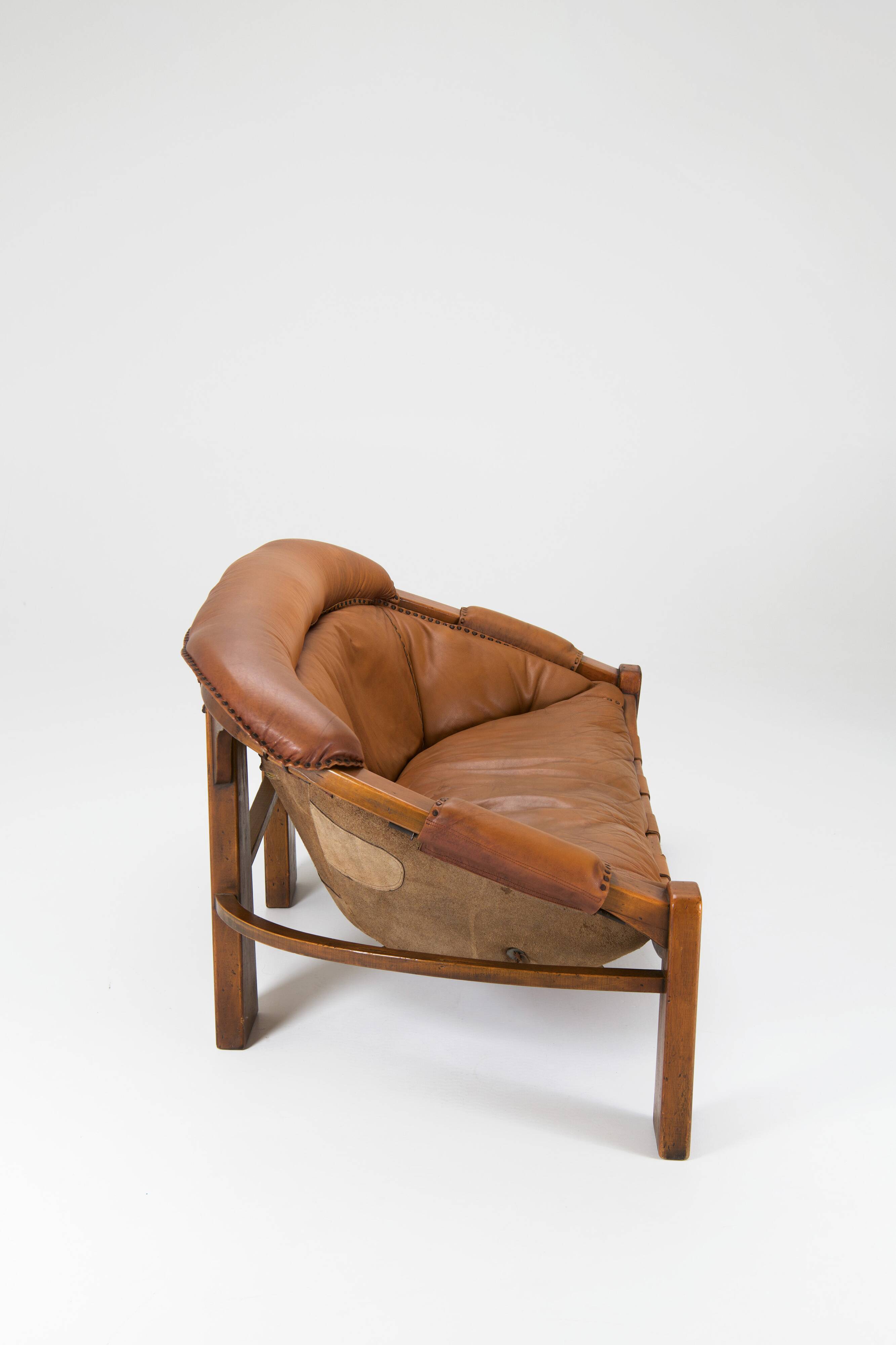 Canapé 2 places brutaliste italien par Luciano Frigerio