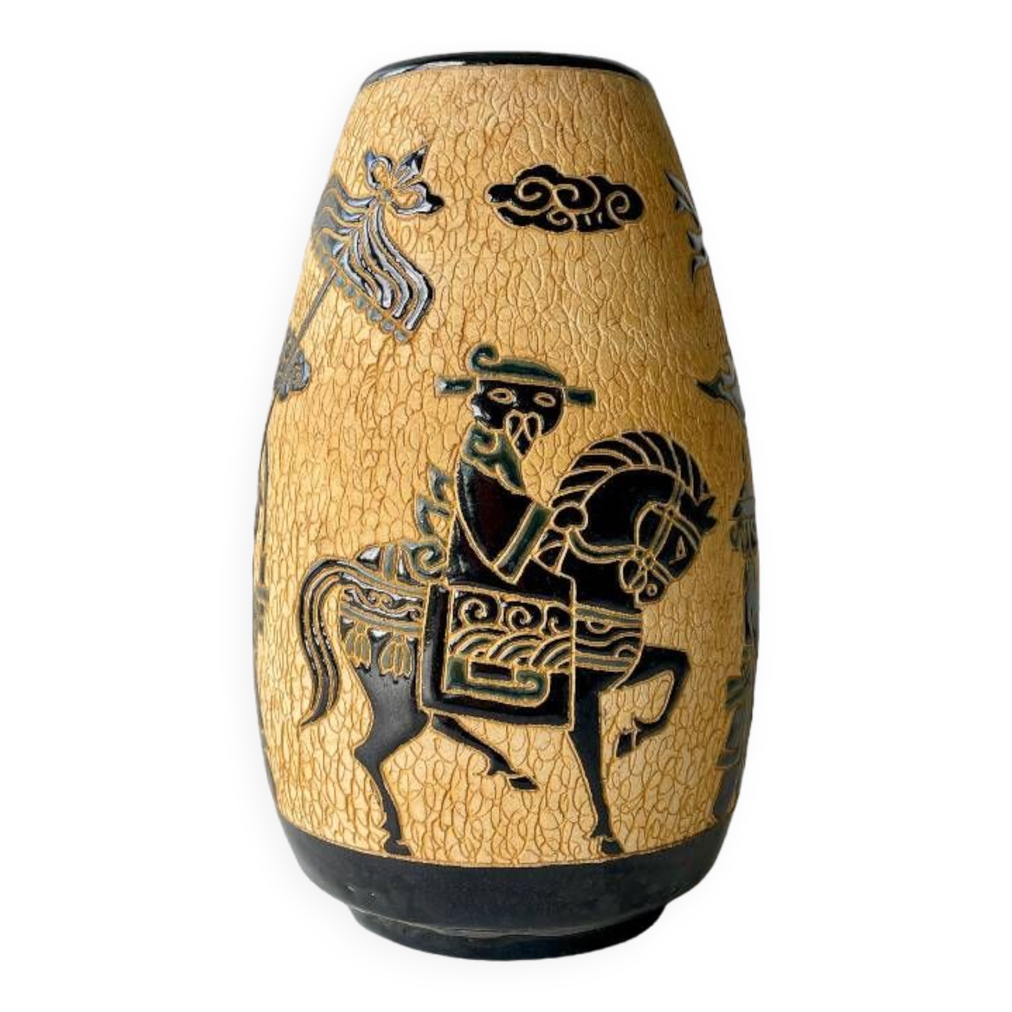 Vintage ceramic art studio vase Dona Saigon Vietnam 1970s