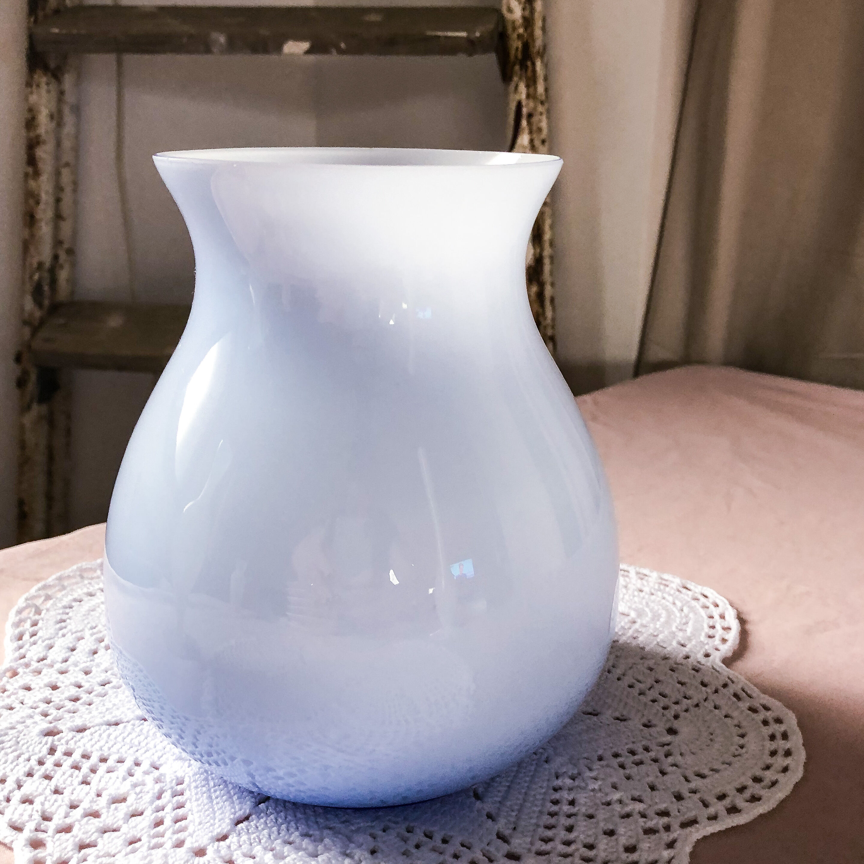 Blue opaline ball vase