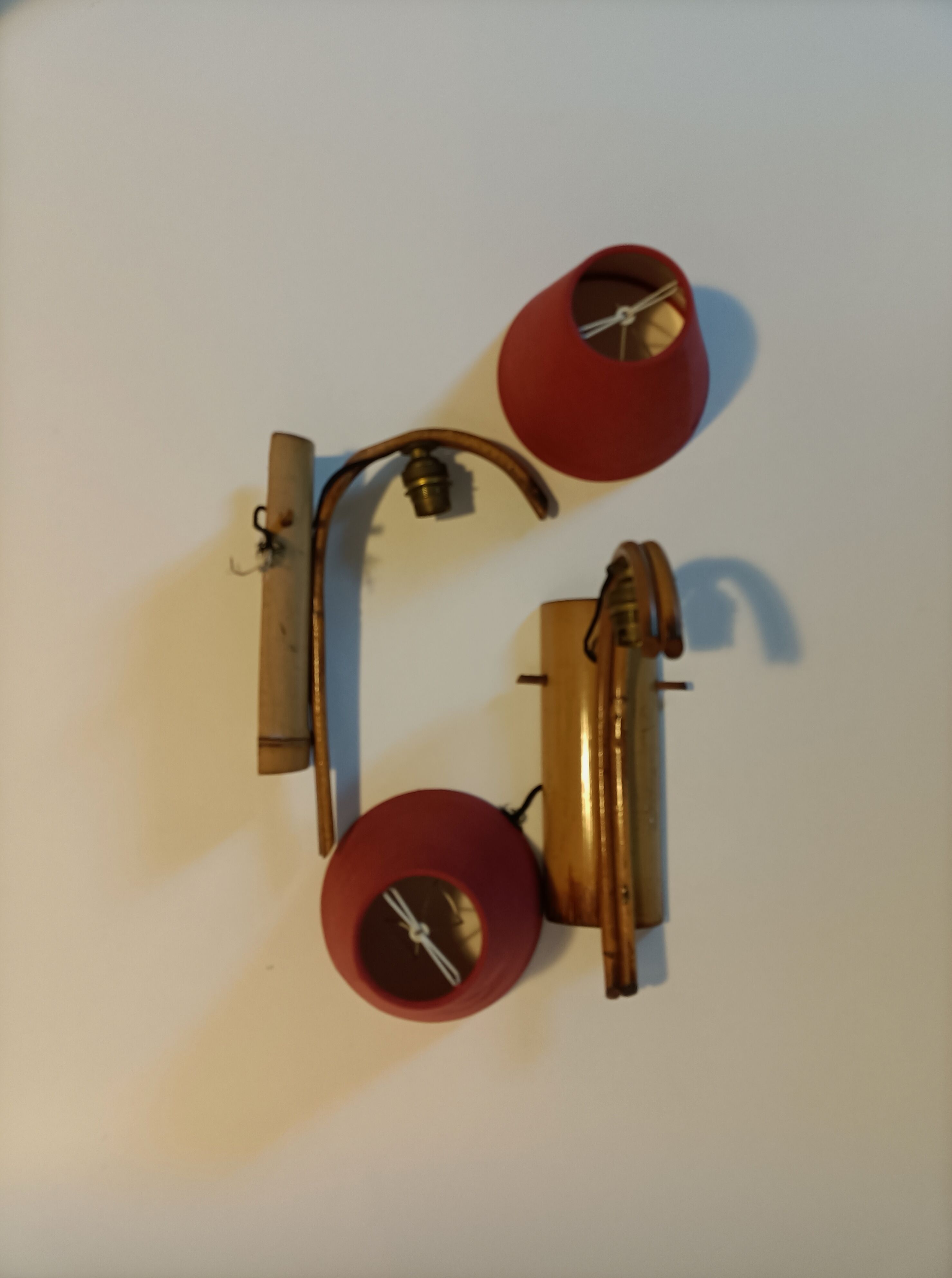 Paire d'appliques en bambou vintage
