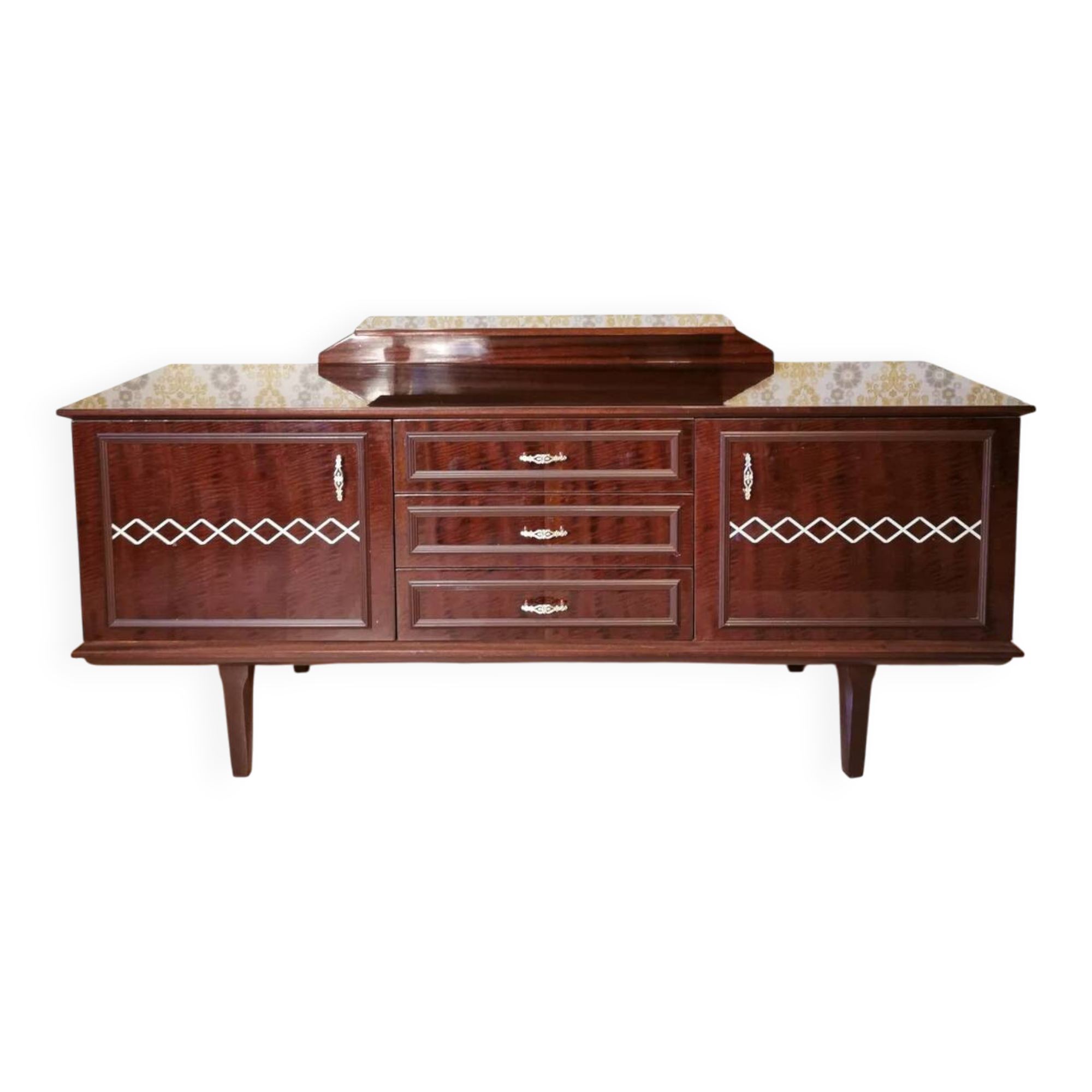 Mid-Century Wooden Dresser Sideboard with Detachable Mirror: 1970s Vintage