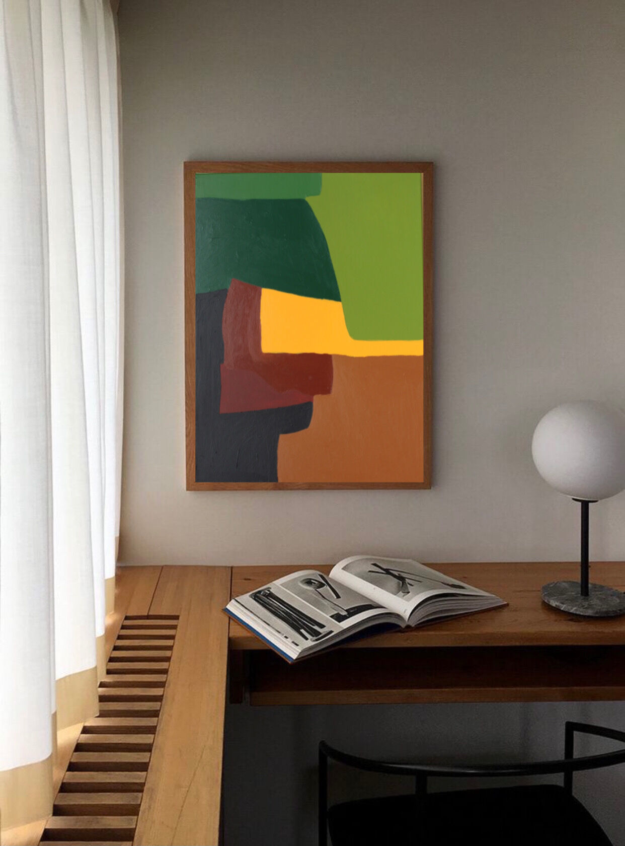 Palette of green, acrylic on canvas