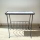 Table d'appoint range vinyles vintage métal marbre