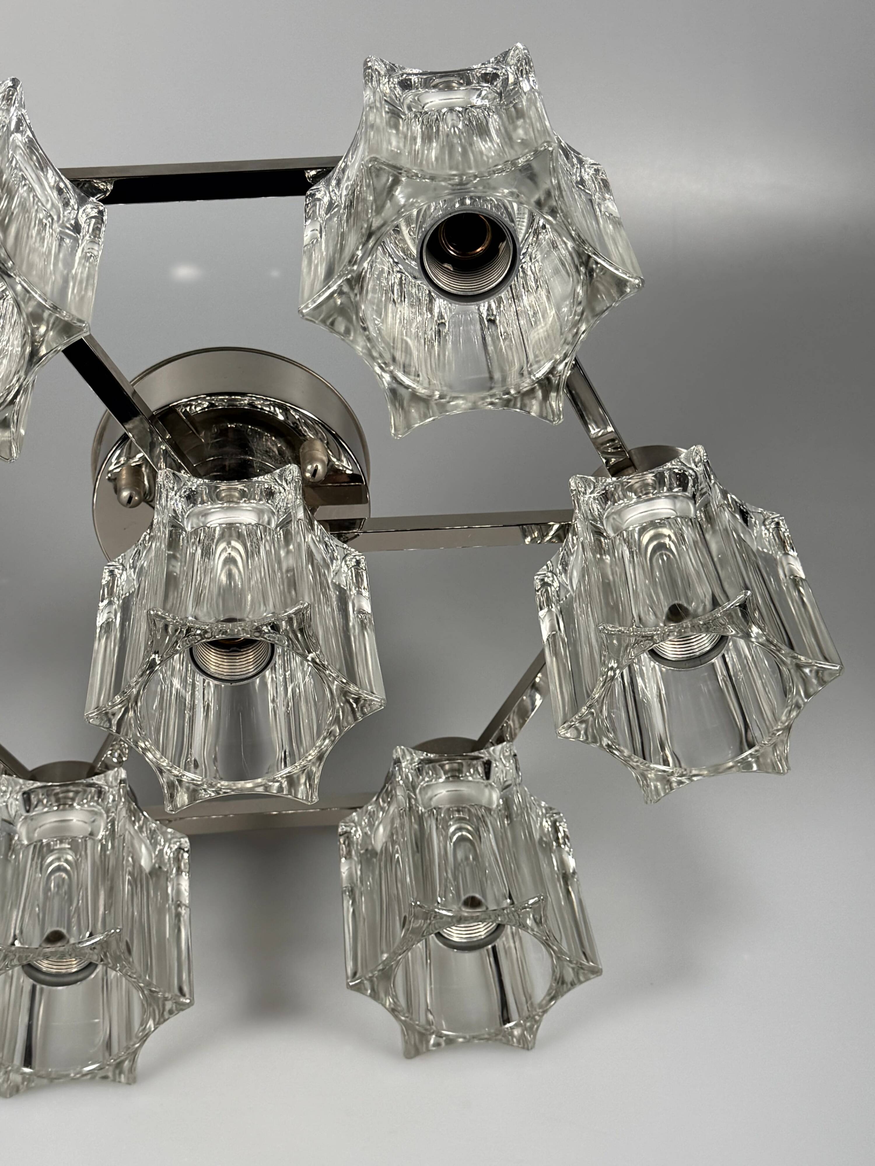 1960s 1970s Ceiling or Wall Lamp German Ice Glass Space Age Design