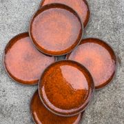Assiettes céramique émaux orange années 70