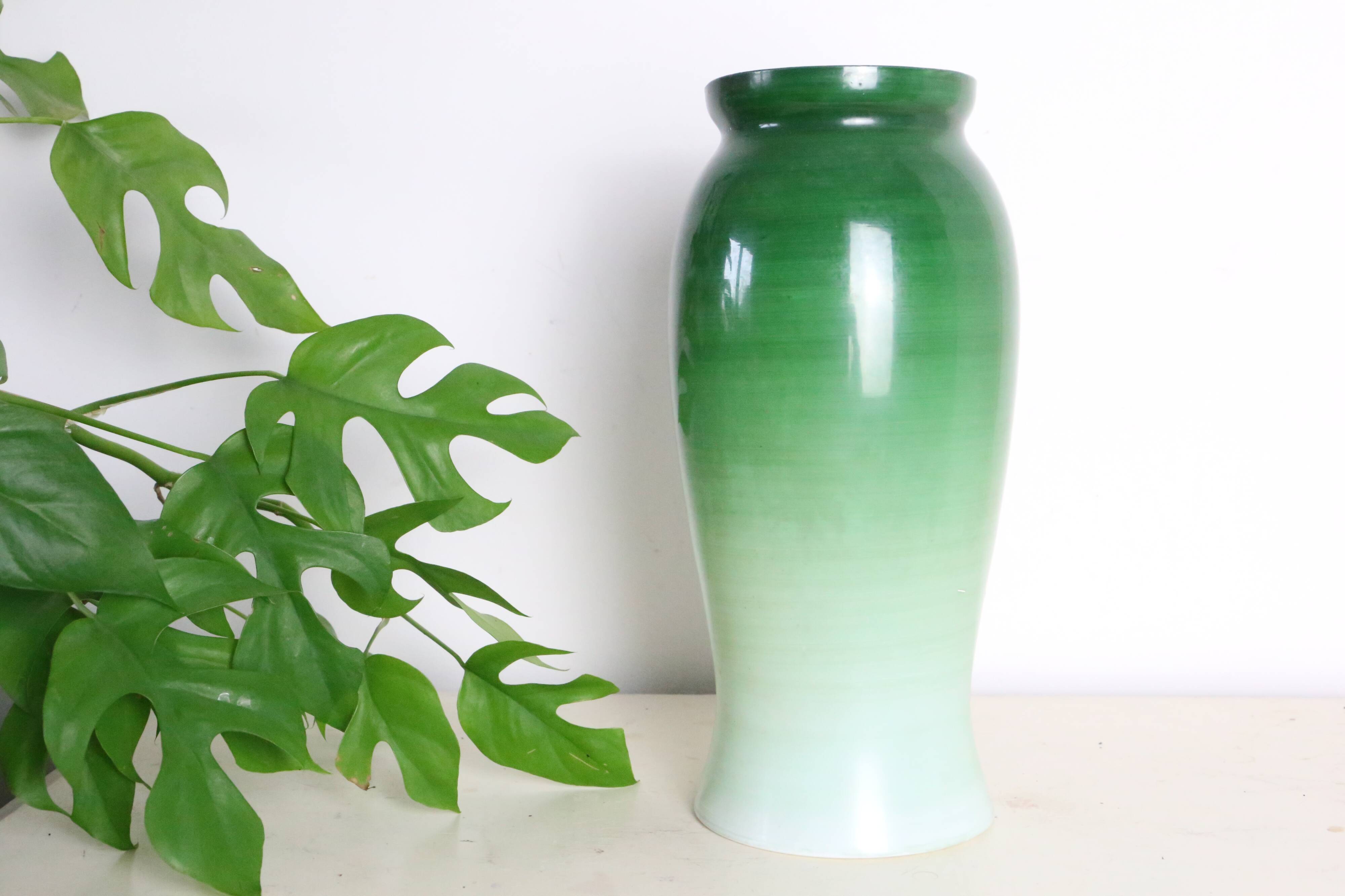 Opaline glass vase, hand painted, 1960