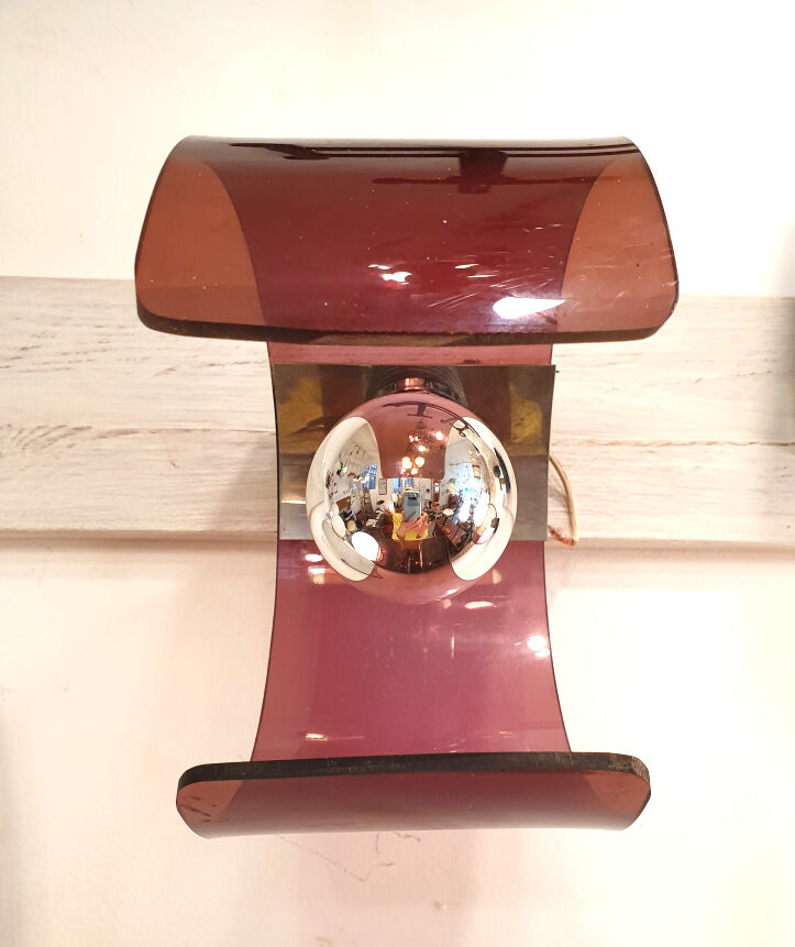 Pair of brown plexi wall light 1970