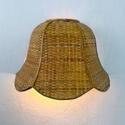 Pair of vintage woven rattan wall shades, Italy 1970s