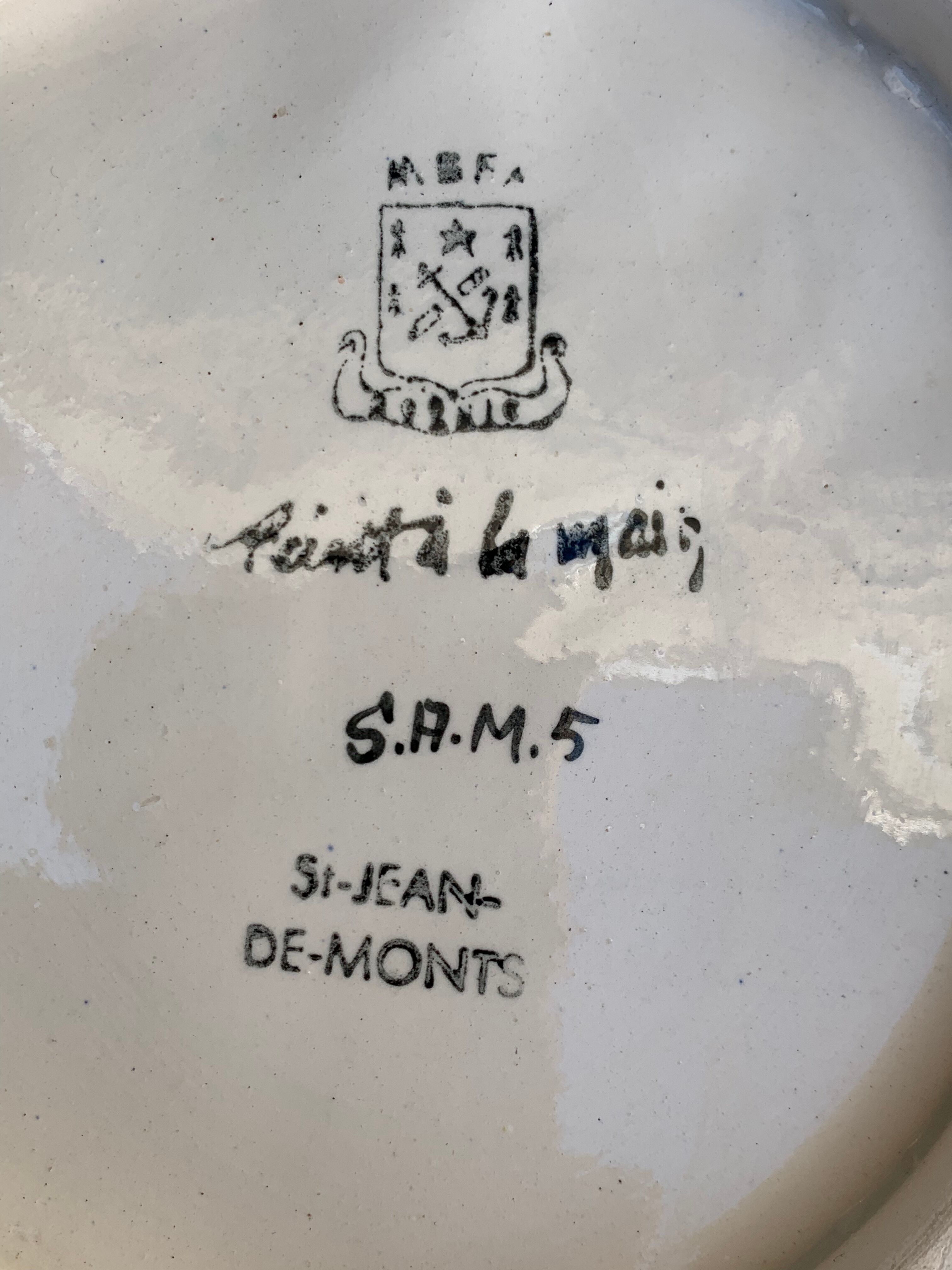 Hand-painted small maraîchine fruit cup signed by Henry Simon vintage