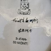 Coupe à fruits petite maraîchine peinte à la main et signée par Henry Simon vintage
