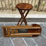 Pair of Adrian Reed Suzy folding stool seats in blond pine, 1970