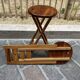 Pair of Adrian Reed Suzy folding stool seats in blond pine, 1970