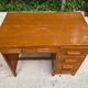 American desk in solid oak wood with 5 drawers