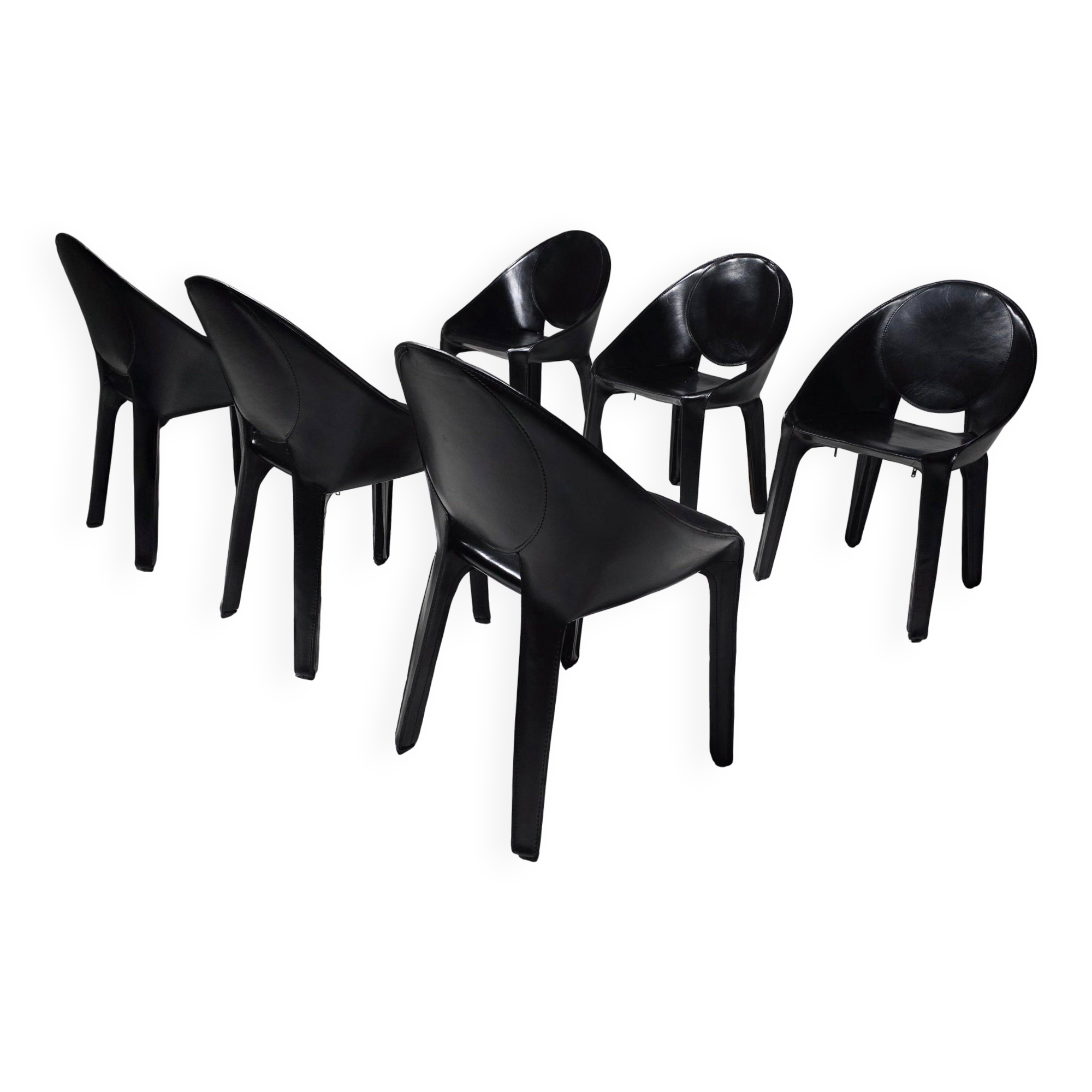 Set of six "Lira" dining chairs by Mario Bellini for Cassina, Italy, 1980s.