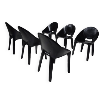 Set of six "Lira" dining chairs by Mario Bellini for Cassina, Italy, 1980s.