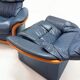Ekornes Stressless — Pair of Adjustable Swivel Armchairs — Blue Leather