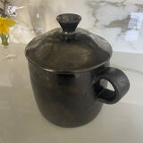Black ceramic covered pot – Vallauris, 1950s