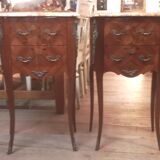 Pair of Louis XV style bedside tables in marquetry