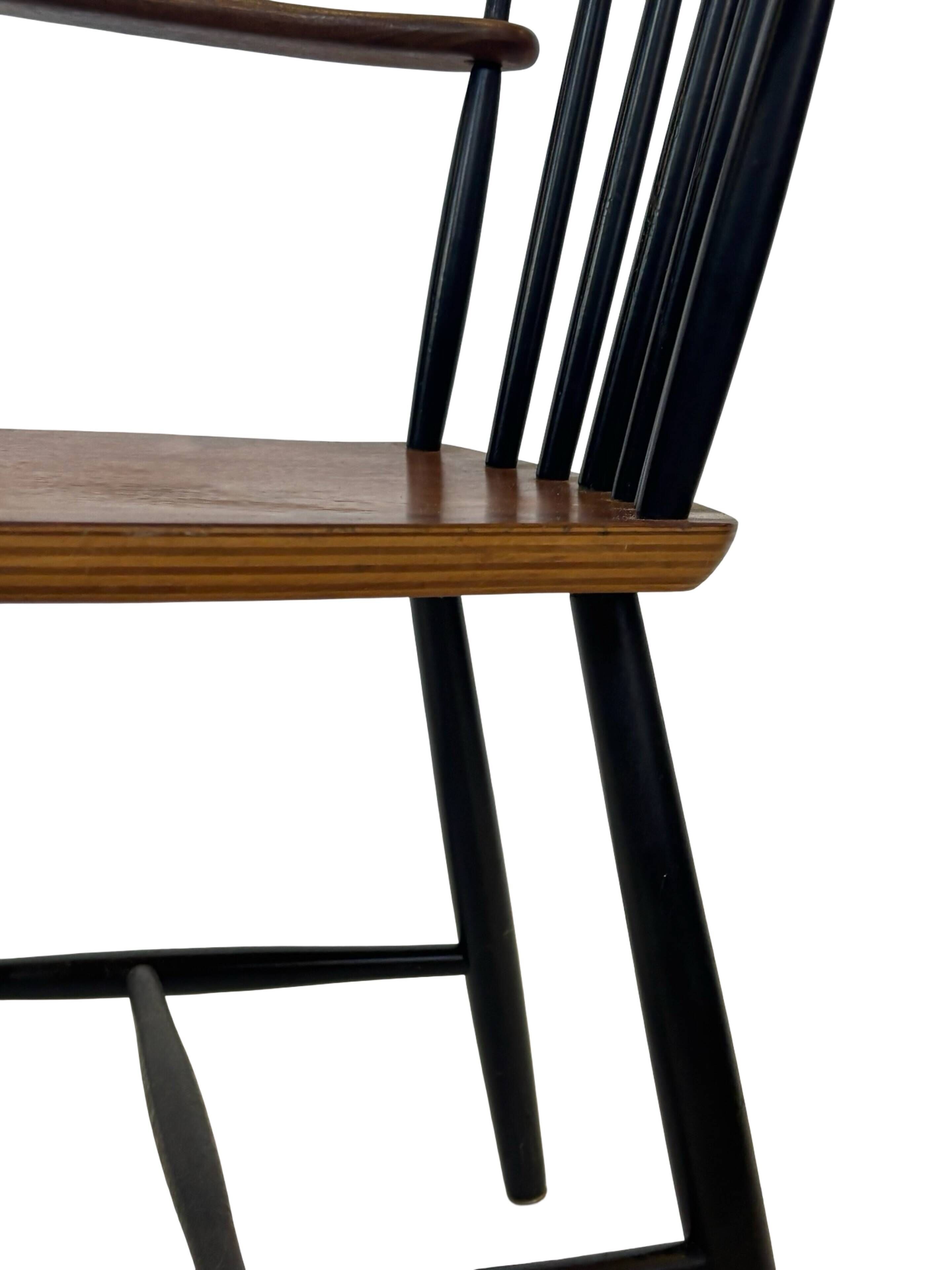 Vintage Danish spindle chair from the 1960s, Tapiovaara style armrests