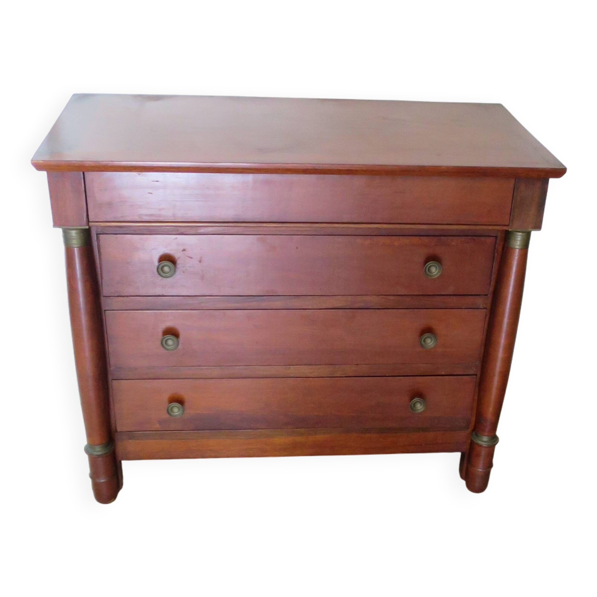 4-drawer chest of drawers - empire style - with detached columns - mahogany-bronze stain