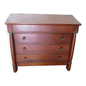 4-drawer chest of drawers - empire style - with detached columns - mahogany-bronze stain