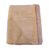 Drap de lin vintage 2 personnes monogrammé « AH »