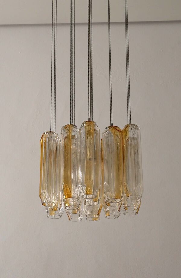 Suspension « Quadrifoglio » en verre de Murano par VeArt, années 1970