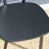 4 black metal and wood chairs