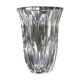 Large crystal vase carved with shuttle decoration. St. Louis. Art Deco.
