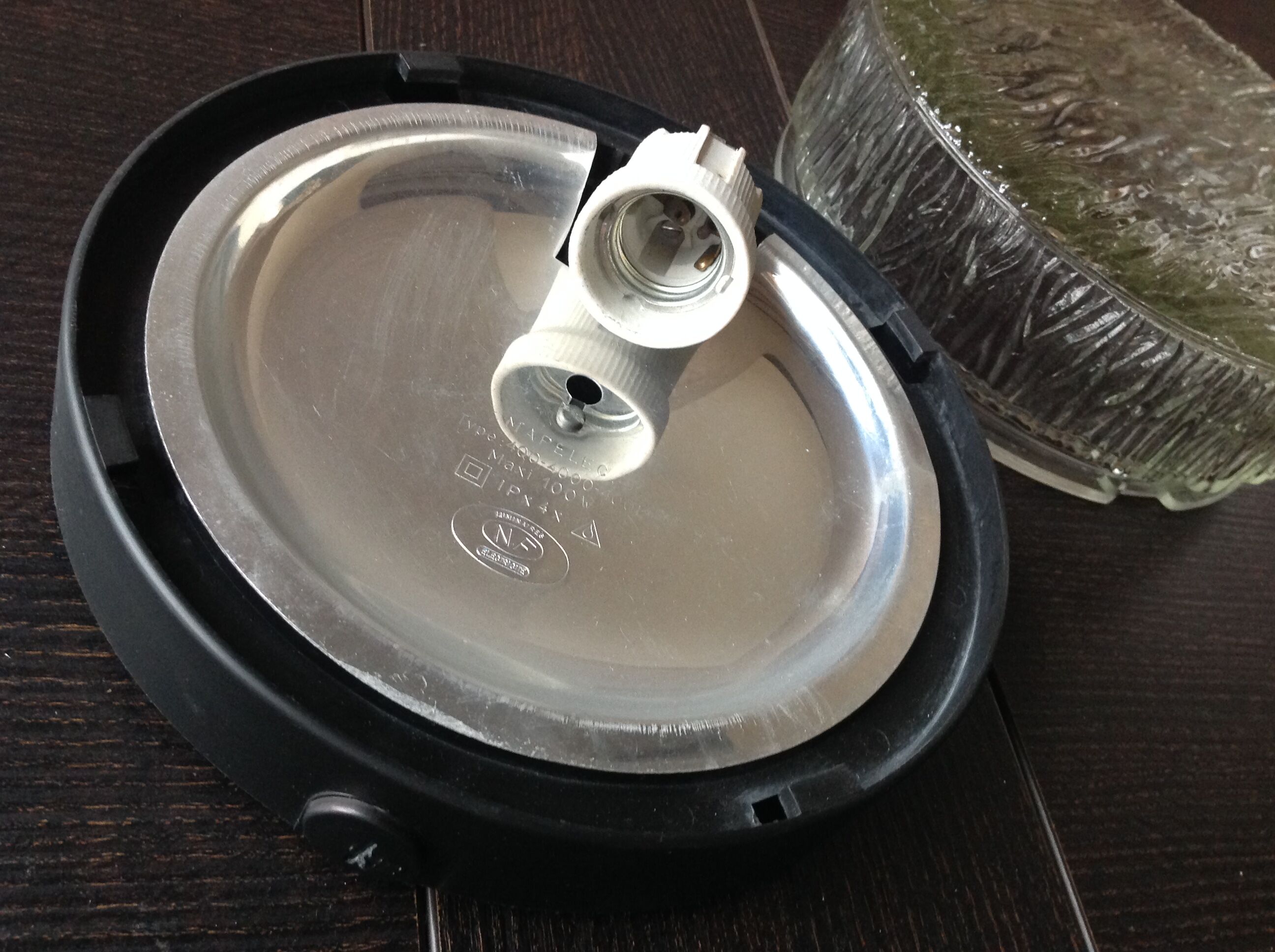 Vintage 60s-70s round ice glass ceiling light